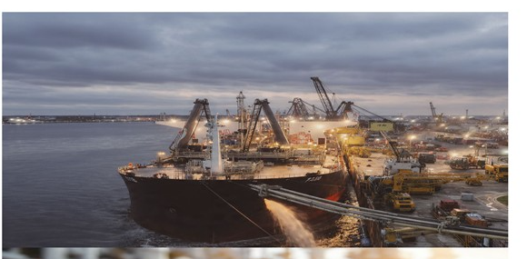 Crude oil tanker at terminal
